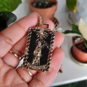 Gold Plated "Death" Enamel Tarot Card Pendant